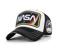 ililily Premium NASA Worm Logo Embroidery Structured Baseball Cap, Ivory, Medium