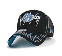 ililily State Embroidered Baseball Cap Colorful Stitch Mesh Trucker Hat (Large, Black NY)