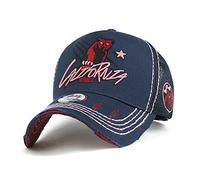 ililily State Embroidered Baseball Cap Colorful Stitch Mesh Trucker Hat (Large, Navy CA)