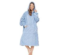 ililmmoe Sherpa Wearable Blanket Oversized Hoodie Sweatshirt TV Blanket with Long Sleeves and Pocket-Blue