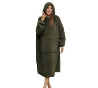 ililmmoe Sherpa Wearable Blanket Oversized Hoodie Sweatshirt TV Blanket with Long Sleeves and Pocket-Olive