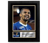 Iliman Ndiaye Autographed Poster Print - Everton F.C. Signed Football Wall Art - Premier League Collectible Display - Gift for Supporters & Young Fans, A4 Poster + Silver Frame