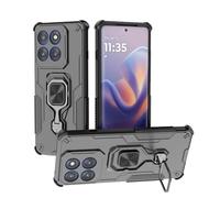 ILING Case for Motorola Edge 70 5G, Military Grade Shockproof Heavy Duty Protective Armor Hard PC Silicone Cover with Enhanced Metal Ring Kickstand [Support Magnet Mount] (Black)