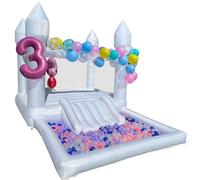 iLink-outer White Bounce House for Kids Without Air Blower-13x8x8FT Oxford White Bouncy House with Slide & Ball Pit, Perfect for Parties & Events,Safe and Fun for All Ages-Does not Include Air Blower