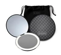 Ilios Lighting Black LED Compact Mirror with Light and 1x and 10x Magnifying Mirror in 5-inch mini Size Ideal for Travel