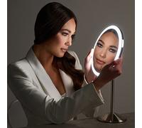 Ilios Lighting Cordless Bright LED Makeup Mirror with Lights and 5X Magnified Mirror with Long-Lasting Rechargeable Battery Perfect for Vanity (5X)