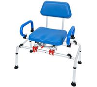 iLIVING Tub Transfer Bench Shower Chair for Inside Shower with Easy Access Swivel Padded Seat and Pivoting Arms, and Adjustable Height for Handicap and Seniors, Blue