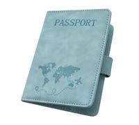 ILIYAH Passoport Cover UK Leather Passport Holder Tavel Wallet Brithsh Passport Case RFID Blocking with Card Slots Magnetic Closure(Blue)