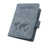 ILIYAH Passoport Cover UK Leather Passport Holder Tavel Wallet Brithsh Passport Case RFID Blocking with Card Slots Magnetic Closure(Grey)