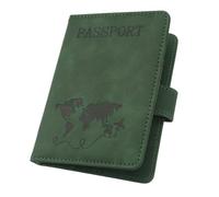 ILIYAH Passport Holder PU Leather RFID Blocking Passport Cover Travel Wallet Case with Card Slot & Elastic Strap Passport Covers (Green)