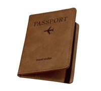 ILIYAH Passport Holder PU Leather RFID Blocking Passport Cover Travel Wallet Case with Card Slot & Elastic Strap Passport Covers (Brown)