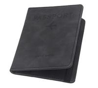 ILIYAH Passport Holder PU Leather RFID Blocking Passport Cover Travel Wallet Case with Card Slot & Elastic Strap Passport Covers (Black)