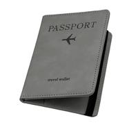 ILIYAH Passport Holder PU Leather RFID Blocking Passport Cover Travel Wallet Case with Card Slot & Elastic Strap Passport Covers (Grey)