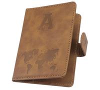 ILIYAH Personalized Passport Holder - Custom Letter Passport Cover with RFID Blocking, Unisex Travel Essential Accessory, Brown-A