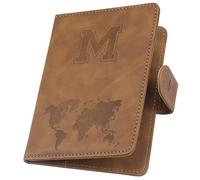 ILIYAH Personalized Passport Holder - Custom Letter Passport Cover with RFID Blocking, Unisex Travel Essential Accessory, Brown-M