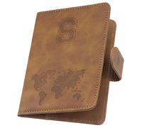 ILIYAH Personalized Passport Holder - Custom Letter Passport Cover with RFID Blocking, Unisex Travel Essential Accessory, Brown-S