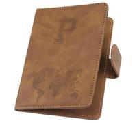 ILIYAH Personalized Passport Holder - Custom Letter Passport Cover with RFID Blocking, Unisex Travel Essential Accessory, Brown-P