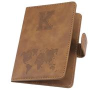 ILIYAH Personalized Passport Holder - Custom Letter Passport Cover with RFID Blocking, Unisex Travel Essential Accessory, Brown-K