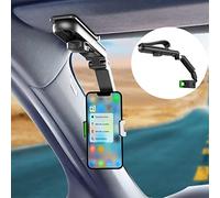 ILKCC Sun Visor Car Phone Holder, Multifunctional 1080° Rotatable and Foldable Car Phone Mount, Car Phone Holder Clip for Sun Visor, Rearview Mirror, Steering Wheel, Dashboard, Desk(Green)