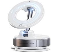 ILKCC Vacuum Suction Magnetic Phone Holder, 2025 Upgraded Vacuum Suction Cup Mount for Magsafe, 360° Adjustable Foldable Portable Magnetic Car Phone Stand for Cars/Gyms/Mirrors/Smooth Surface (White)