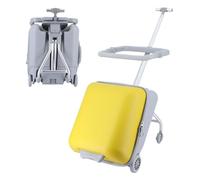 ilkqeppe Kid Suitcase, Expandable Children's Luggage with Spinner Wheels, Mom Suitcase with Seat Design, 20 Inch Carry-On Toddler Hard Luggage with Guardrail for Travel Yellow