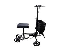 ilkqeppe Knee Scooter, Foldable Mobility Knee Walker Scooter for Adults with Seat, All-Terrain Wheels & Detachable Canvas Basket for Broken Ankle, Foot Injuries (Black(with Spring Absorber))