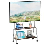 ilkqeppe TV Stand on Wheels, Portable Rolling TV Floor Stand for 32-75" TVs, Mobile TV Cart with Locking Casters, 2-Tier Shelf, 110 lbs Capacity Living Room Bedroom Outdoor Silver