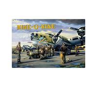 ILKSTI Nine-O-Nine B-17 Bomber WWII Plane Tin Signs Vintage Decor for Bars,Diner,Cafes Pubs Garage Home Wall Art Poster Metal Plaques 11.8x7.9 Inch