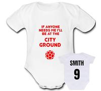 I'LL BE AT THE CITY GROUND Personalise FREE CUSTOMISATION Unique Baby Vest Baby Grow Babygrow Cute Novelty Boys Girls Unisex Funny