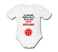I'LL BE AT THE CITY GROUND Personalised Unique Baby Vest Baby Grow Babygrow Cute Novelty Boys Girls Unisex Funny