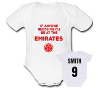 I'LL BE AT THE EMIRATES Personalise FREE CUSTOMISATION Unique Baby Vest Baby Grow Babygrow Cute Novelty Boys Girls Unisex Funny
