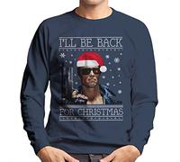 Ill Be Back for Christmas Terminator Knit Men's Sweatshirt Navy Blue