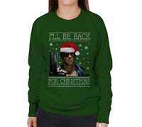 Ill Be Back for Christmas Terminator Knit Women's Sweatshirt Bottle Green