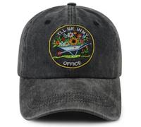 I'll Be in My Office Garden Hat for Men Women, Funny Adjustable Cotton Embroidered Gardening Plant Lovers Baseball Cap, Black, One size