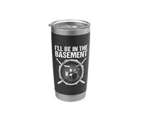 I'll Be in The Basement Distressed Drummer Kit Retro Graphic Stainless Steel Insulated Tumbler