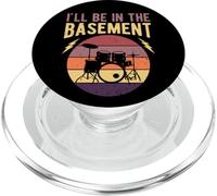 I'll Be In The Basement Drumming Drum Set Retro Drummer PopSockets PopGrip for MagSafe