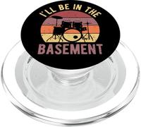 I'll Be In The Basement Drumming Drum Set Retro Drummer PopSockets PopGrip for MagSafe