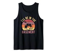 I'll Be In The Basement Drumming Drum Set Retro Drummer Tank Top