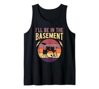 I'll Be In The Basement Drumming Drum Set Retro Drummer Tank Top