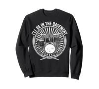 I'll Be In The Basement Vintage Distressed Drum Kit Graphic Sweatshirt