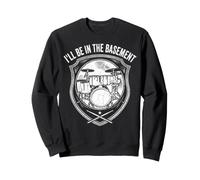 I'll Be In The Basement Vintage Drum Set Crest Illustration Sweatshirt