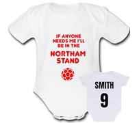 I'LL BE IN THE NORTHAM STAND Personalise FREE CUSTOMISATION Unique Baby Vest Baby Grow Babygrow Cute Novelty Boys Girls Unisex Funny
