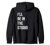I'll Be In The Studio Retro Vintage Text Zip Hoodie