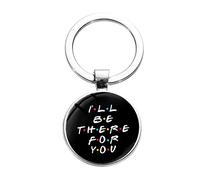 I'll Be There for You Print Keychain Friends TV Theme Simple Design Glass Dome Key Chain Keyring Gift (Black)