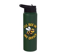 I'll Bee in My Office Funny Beekeeper Pun Apiary Humor Stainless Steel Insulated Water Bottle