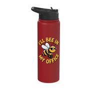 I'll Bee in My Office Funny Beekeeper Pun Apiary Humor Stainless Steel Insulated Water Bottle