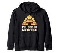 I'll Bee In My Office Honeycomb Hive Quote Zip Hoodie