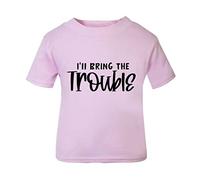 I'll Bring The Trouble Statement [BBY5] Short Sleeve Cotton Toddler t Shirt, 2-3 Years, Pastel Pink