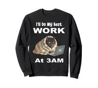 I'll Do My Best Work At 3AM Funny Night Owl Black Cat Laptop Sweatshirt