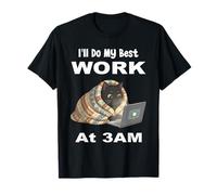I'll Do My Best Work At 3AM Funny Night Owl Black Cat Laptop T-Shirt
